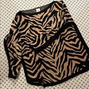 CAbi Black and Tan Zebra Print Top